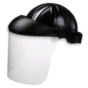 uvex Gesichtschutzschirme Modell 9707 Visier mit Kopfschutzhaube und Stirnabdeckung, Celluloseacetet Scheibe mit Hochklappmechanismus, unbeschichtet