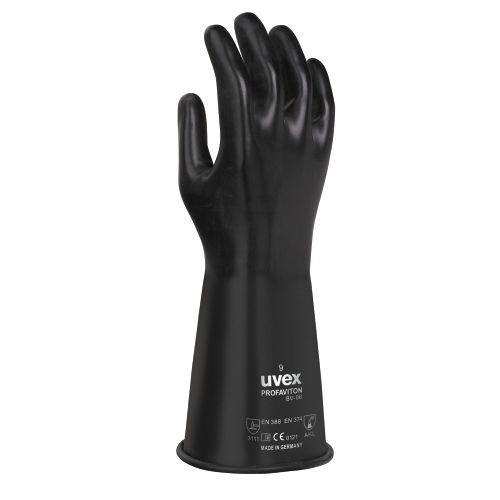 uvex Chemikalienschutzhandschuhe profaviton BV-06 schwarz mit Brombutyl und Viton Beschichtung, resistent gegen Kohlenwasserstoffe, Säuren und Salzlösungen, flexibel