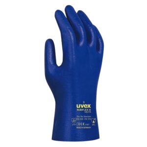 uvex Chemikalienschutzhandschuhe rubiflex S NB27B blau mit NBR Spezial Beschichtung, für die Bedienung von Touch-Displays geeignet, Lebensmitteltauglich