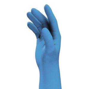 uvex Einwegschutzhandschuhe u-fit blau mit NBR Beschichtung, kurzzeitiger Umgang mit Chemikalien, flexibel, silikonfrei, gute Passform