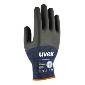 uvex Schutzhandschuhe phynomic pro blau/anthrazit mit Aqua-Polymer-Pro Beschichtung für feuchte und ölige Bereiche, Feuchtigkeitabweisend, Hautvertäglich