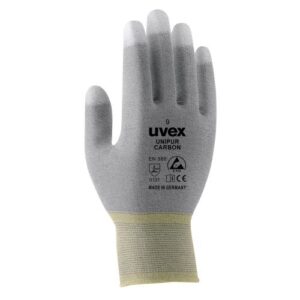 uvex Schutzhandschuhe unipur carbon mit Elastomer Beschichtung, für Präzisionsarbeiten mit elektronischen Teilen, Griffsicher, Atmungsaktiv, ESD