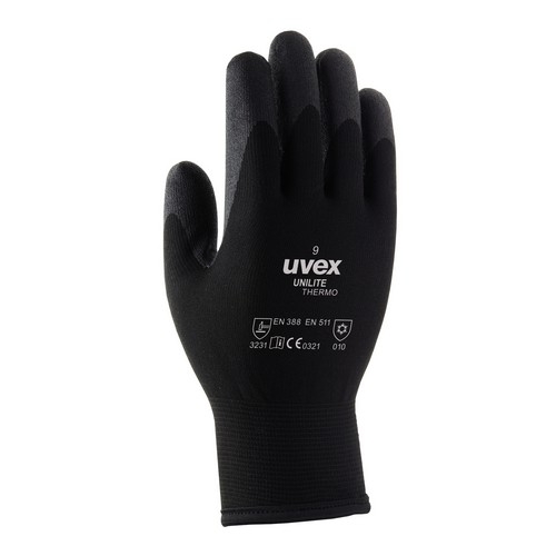 uvex Winterschutzhandschuhe unilite thermo schwarz mit kälteflexiblen Polymer Beschichtung für trockene bis leicht feuchte Einsatzbereiche, gute Passform – Bild 2