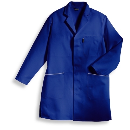 uvex Berufsbekleidung extra Herren Mantel Modell 414 kornblau aus 100% Baumwolle mit Seitenschlitzen, Größen 40/42 bis 64/66 und 90/94 bis 106/110