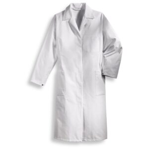 uvex Berufsbekleidung whitewear Damenmantel weiß mit verdeckter Metall-Druckknopfleiste, Reverskragen, Größen 36 bis 54