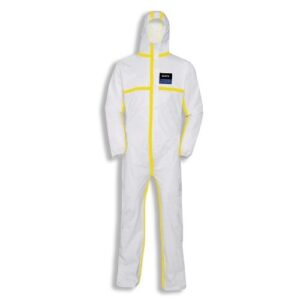 uvex Overall 3B chem light Einweg-Chemikalienschutzanzug Typ 3B flüssigkeitsdicht, mit Zwei-Wege-Reißverschluss, weiß/gelb, Gr. S - 3XL