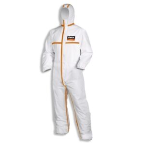 uvex Overall 4B Einweg-Chemikalienschutzanzug Typ 4B, partikeldicht, sprühdicht, Silikonfrei, weiß-orange, Gr. S - 3XL