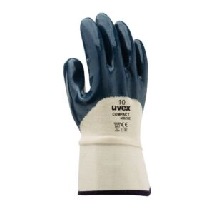 uvex Schutzhandschuhe compact NB27E mit Segeltuchstulpe, für grobe Arbeiten und Hantieren mit rauen Materialien, weiß/blau
