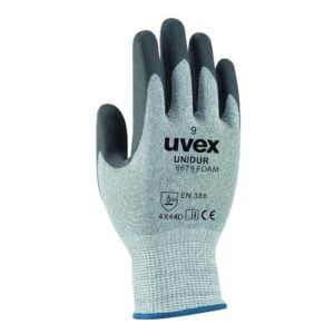 uvex Schnittschutzhandschuhe unidur 6679 mit NBR Schaumbeschichtung und HPPE Stahlfaser, flexibel, grau/schwarz